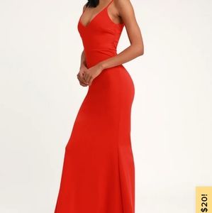 Lulu's Infinite Glory coral red maxi dress NWT